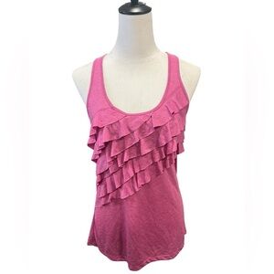 Love on a Hanger Pink Ruffled Sleeveless Tank Top (L) EUV